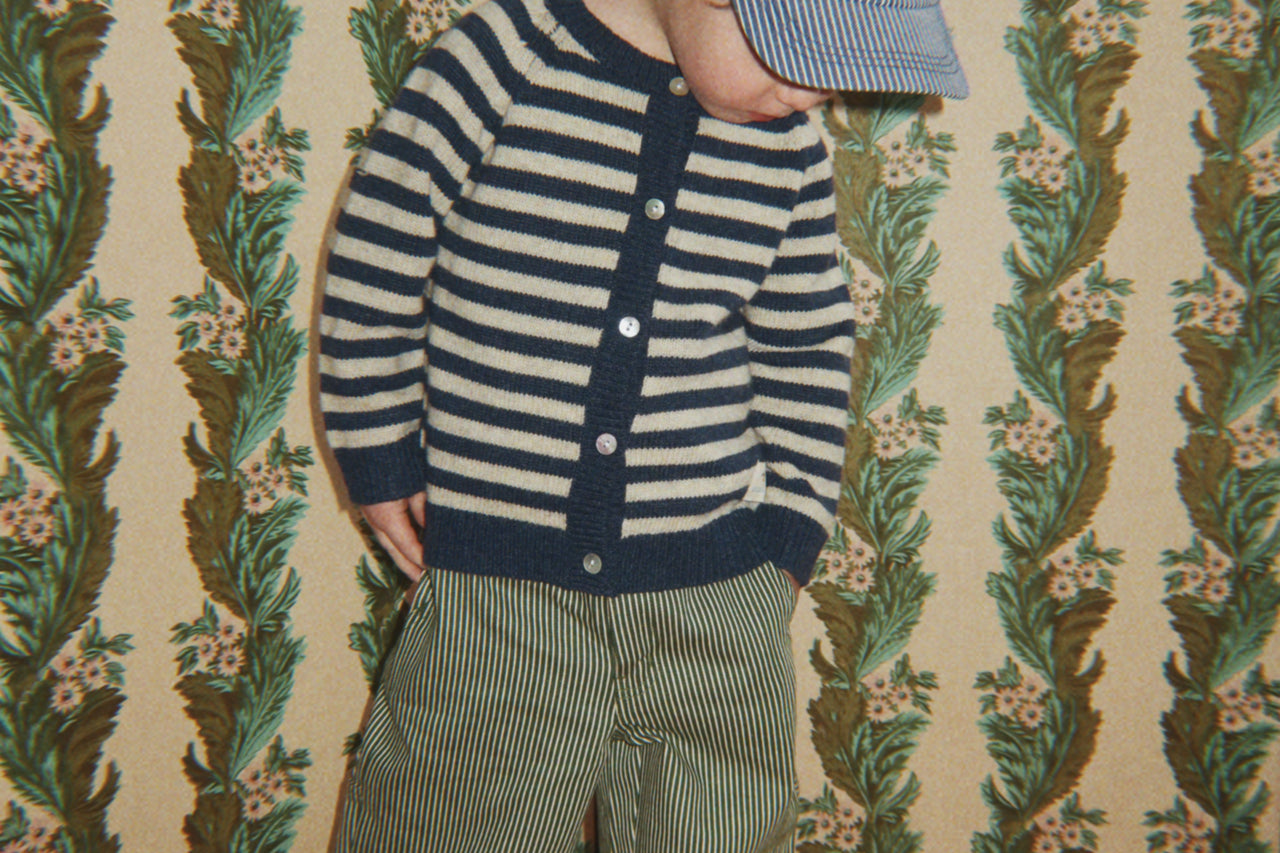 Konges Sløjd A/S WOVEN PANTS milk verte stripe